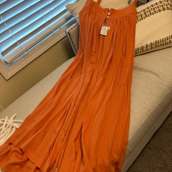 Free People Classic Shapeless Fit Jumpsuit Orange - Picture 2 of 10